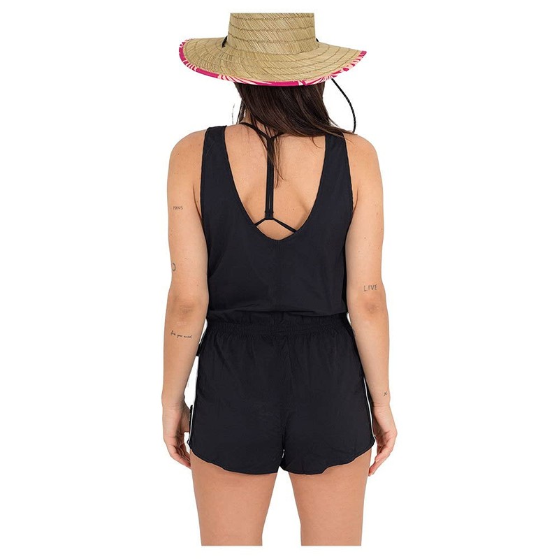 Hurley Women's W Coastal Tank Romper Casual Dress, Black, M