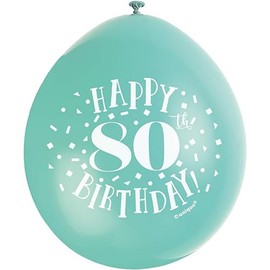 Happy 80th Birthday Assorted Colors Latex Balloons (22cm) Pack of 10 - Festive & Fun Party Decorations