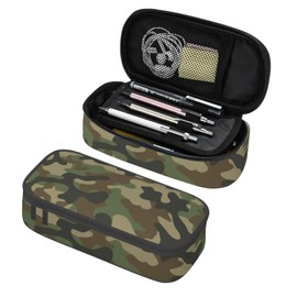 Duduho Green Camo Camouflage Print Pencil Case Bag Pen Holder Pouch School Office Marker Desk Organizer Stationery Storage For Kids, Students