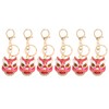 6pcs Lion Dance Keychains Cute Funny Rust Prevention Rhinestone Keychain