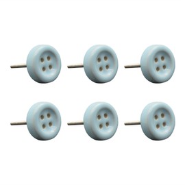 Nicola Spring Ceramic Cabinet Knobs - Vintage Kitchen Bedroom Cupboard Door Drawer Handles - 4cm - Blue Button - Pack of 6