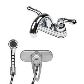 RV/Mobile Home Travel Trailer Lav Faucet, Hand-Held Shower and Diverter Valve in Chrome
