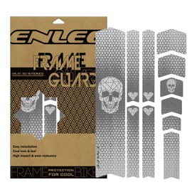 ENLEE Bike Frame Protection Tape, Honeycomb Microns PVC All Mountain Style Frame Protection, Thickened Bike Frame Protection Kit, High Impact Bike Frame Wrap, Anti Scratch Guard, 11-Piece Set, Skull