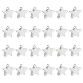 BENECREAT 24Pcs 925 Sterling Silver Beads, Star Spacer Bead Metal Beads Jewelry Findings with 1Pcs Silver Polishing Cloth for Bracelet Necklace Jewelry Making, 4x4x1.8mm