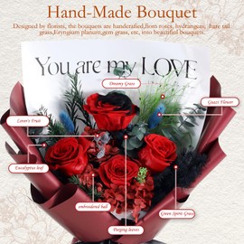 Woyoo Preserved Flowers Bouquet,Flowers for Delivery Prime,Natural Long Lasting Red Roses Flowers Bouquet with Gift Box,Gifts for her Valentine’s Day,Mother’s Day,Anniversary,Birthday,Christmas (Red)