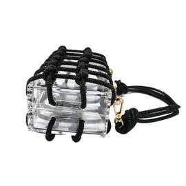 DJBM Clear Acrylic Clutch Sparkle Rhinestone Evening Bag Glitter Crystal-Embellished Rope Knot Handbag Purse for Party Prom, Black