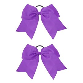 Large Ribbon Bows Hair Ties Penta Angel 2Pcs 8" Jumbo Cheer Hair Bows Ponytail Holder Hairbands for Girls College Sports Competition Cheerleading (Purple, 8 Inch)