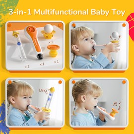 TOP BRIGHT 3-in-1 Montessori Toy for Toddler with Whistle, Ball Blowing, Floating Blow Pipe Balls – Sensory Baby Toy, Fine Motor Skills, Learning Educational Toy for 3 4 5 Year Old Boys Girls Gifts