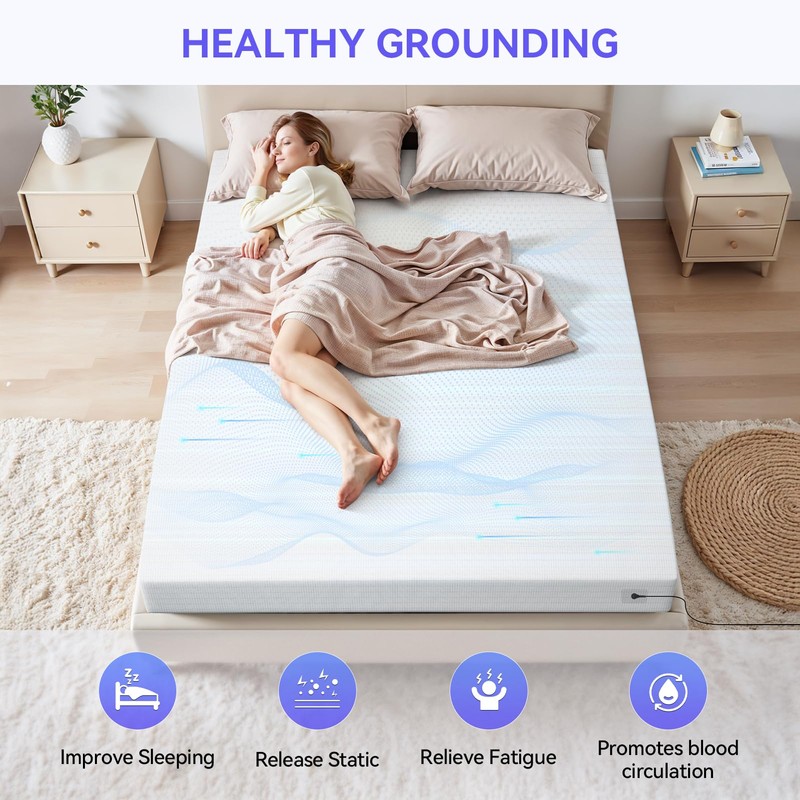 Warmiehomy Grounding Fitted Sheet, Double Size Grounding Mat Earthing UK