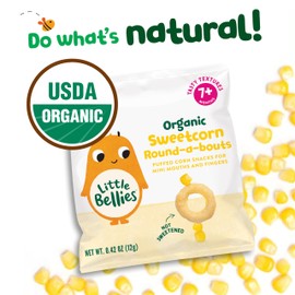Little Bellies Organic Round-a-bouts Baby Snack, Sweetcorn, Pack of 18 (Pack of 18 x 0.42 oz Individual Packs)