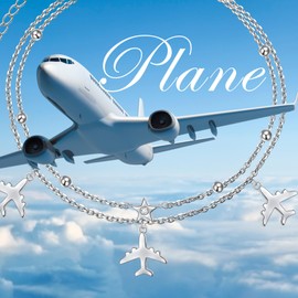 FLYOW Airplane Layered Anklet for Women 925 Sterling Silver Adjustable 9 10 11 inches Foot Star Charm Ankle Bracelet, Best Gifts for Stewardess Flight Attendants Pilots (Layered Anklet)