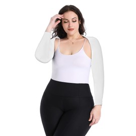 VELISDE Plus Size Advanced Cooling Shawl Arm Sleeves Sun Protection for Women Breathable Anti-UV Golf & Outdoor Sports Cooler Shrug(White,4XL)