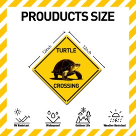BTHUKO Turtle Crossing Metal Aluminum Novelty Sign 12 in x 12 in