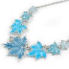Avalaya Light Blue Enamel Maple Leaf Necklace and Drop Earrings