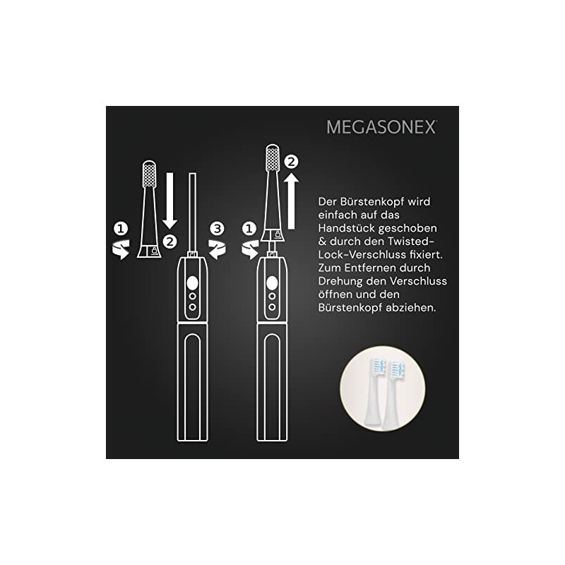 6x Megasonex Flat Soft Brush Heads