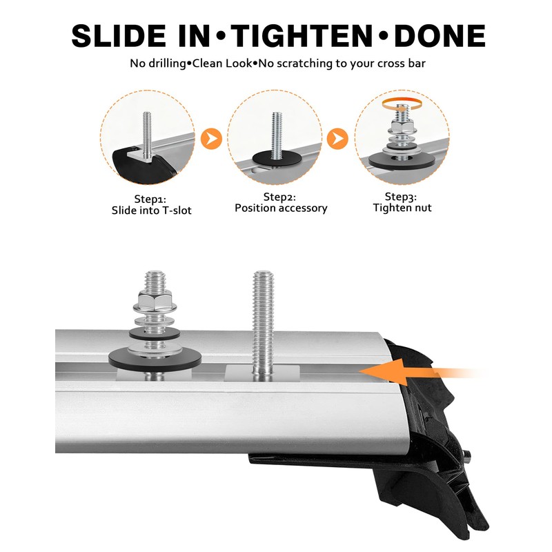 T Slot Bolts for Roof Rack Cross Bars, Platform, Cargo