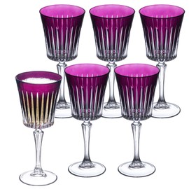 Barski European Wine Glasses - Set of 6 Goblets for Red or White Wine - Elegant Colored Glassware Water Stemware - Gift Ready, 7.5 oz, Amethyst