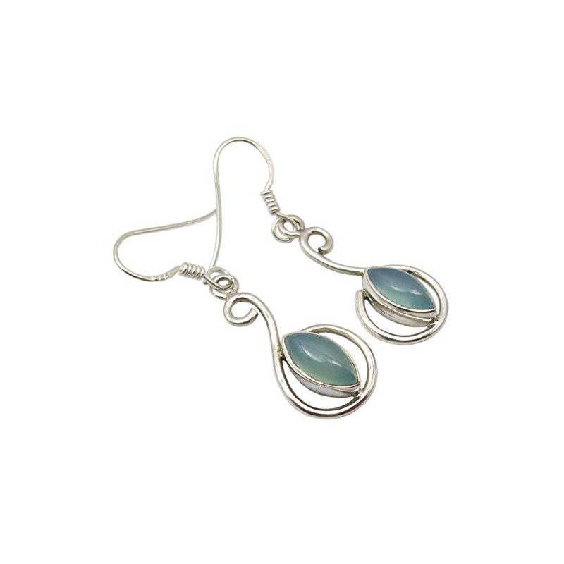 SilverStarJewel - Pendientes de Calcedonia de Plata de Ley 925,