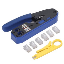 RJ45 Crimping Tool Kit Network Cable Ethernet Jack Pass Through Crimper for Cat5e Cat6 Cat6a Connector