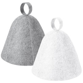 REMJUD 2 Pack Sauna Hat, Wool Felt Sauna Cap Russian Banya Cap Unisex Sauna Hat for Steam Bath Sauna Accessories(White,Gray)