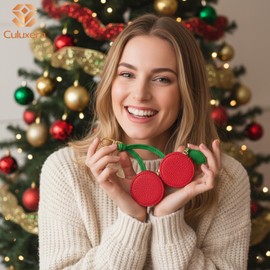 Culuxera Cherry Coin Purse Keychain - Mini Cute Fruit Bag Charm for Bag and Handbag Decor | Aesthetic Small PU Leather Travel Jewelry Pouch for Women and Girls(Red Cherry)