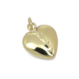 jewellerybox 9ct Gold Puffed Heart Matt & Polished Charm