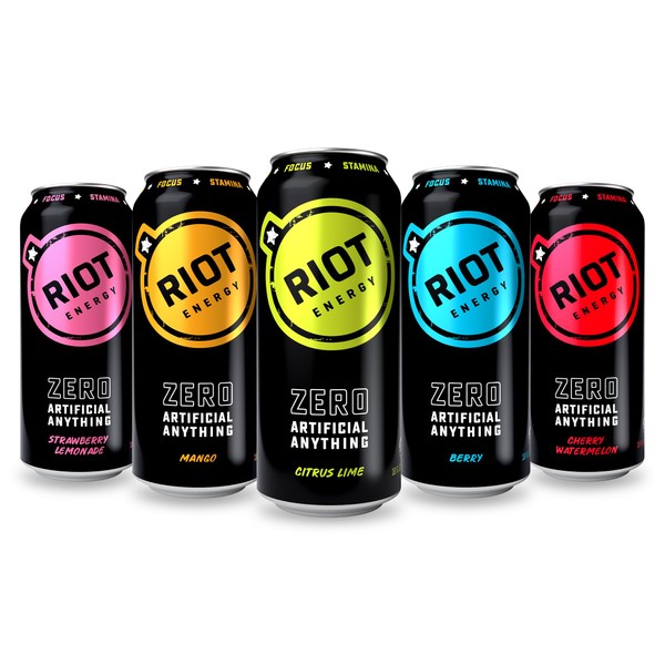 RIOT Clean Energy Drink Variety Pack, Zero Artificial Anything, No