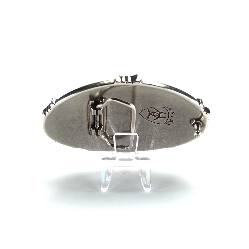 ARIAT Men's Western Buckle, Antique Silver with Steer Head Motif