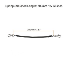 [PATIKIL] 2PCS 200mm Retractable Coil Spring Keychain with Lobster Clasp Plastic Spiral Elastic Cord Strap Snap Hook Black
