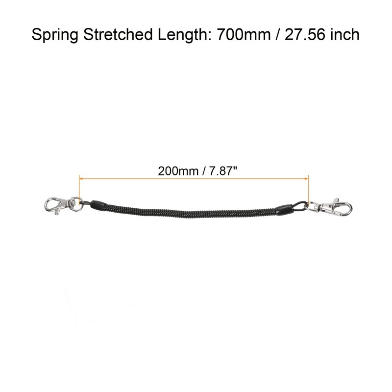 [PATIKIL] 2PCS 200mm Retractable Coil Spring Keychain with Lobster Clasp