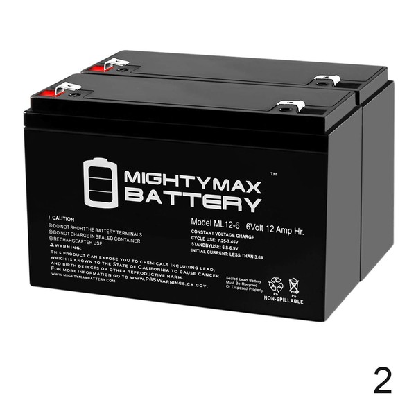 Mighty Max Battery 6V 12AH F2 SLA Replacement Battery for Sigmas Tek SP6-12 - 2 Pack Brand Product