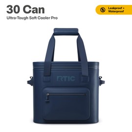 RTIC 30 Can Ultra-Tough Soft Cooler Pro, Insulated, Waterproof, Leakproof, Portable, Floating Bag for Beverage, Drink, Lunch, Outdoor, Beach, Car, Camping, Picnic, Fishing, Boat, 19L, Navy