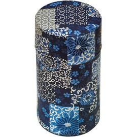Yamako 79193 Tea Caddy Pokkan Indigo Checkerboard L 3.0 x 5.6 x 3.0 inches (7.5 x 14.2 x 7.5 cm)