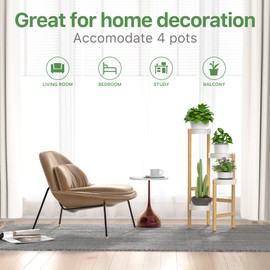 Wisuce Bamboo Plant Stands Indoor, 4 Tiered Tall Corner Plant Stand Holder Multiple Shelf Flower Tables for Garden Indoor Home (4 Tier -2)
