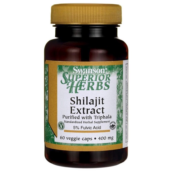 Swanson Shilajit Extract - Herbal Supplement Promoting Cell Growth Support - Natural Formula for Overall Wellness - (400 Milligrams 60 Veg Capsules) 2 Pack