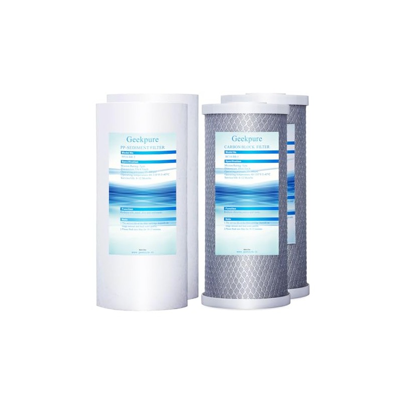 Geekpure 10 Inch Whole House PP and Carbon Filters-4.5 x