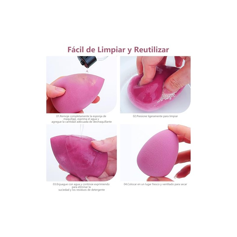 DUAIU - Set de 4 esponjas de maquillaje para difuminar