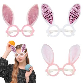 3 Pcs Easter Bunny Ears Glasses Frame Funny Rabbit Ears Glasses Costume Accessories Eyeglasses Photo Props for Easter Decor Party