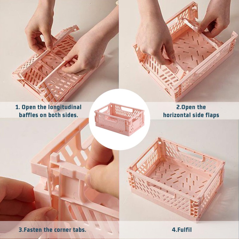 Lucywey Pack of 6 Folding Boxes, Plastic Folding Baskets, 15