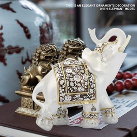 Elephant Figurines with Trunk Up, Vintage Exquisite Elephant Model Ornaments Statue, Elephant Figurines Home Decor