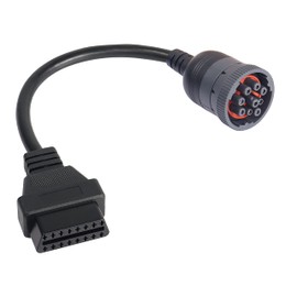 XMSJSIY 9 Pin J1939 Male to 16 Pin OBD2 Female Adapter Connector Extension Cable Truck Diagnose Interface Cable -30cm/11.8inch Black