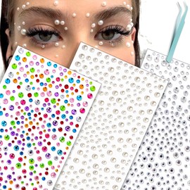 NOOEPC Face Gems Makeup Face Rhinestone Self Adhesive Gems Stickers 975PCS Face Jewels Hair Gems Eye Jewels Festival Essentials Rave Accessories Rhinestone Stickers for Face, Eye, Women