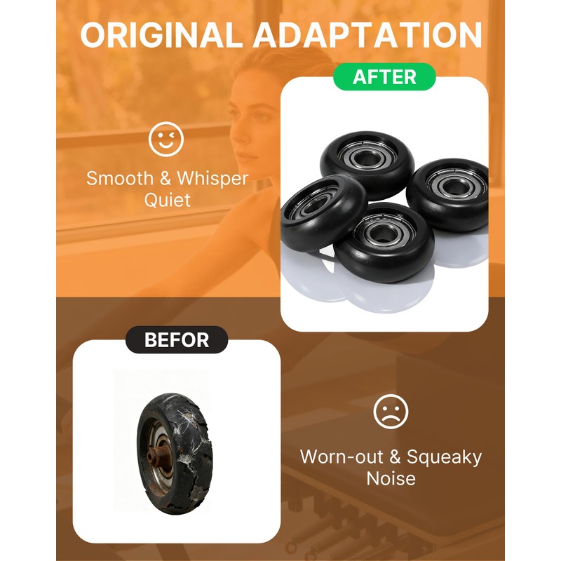 4Pcs Upgraded Roller Wheels for Aero Pilates Reformer, Smooth &