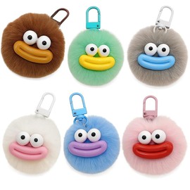 88flix Carabiner, Cute, Keychain, Cute, Funny, Fur Ball Mini Monster (Set of 6)