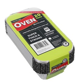 Lemon & Lime Foil Container with Lid 20-Pack, 20 cm x 11 cm x 5 cm Size,Silver