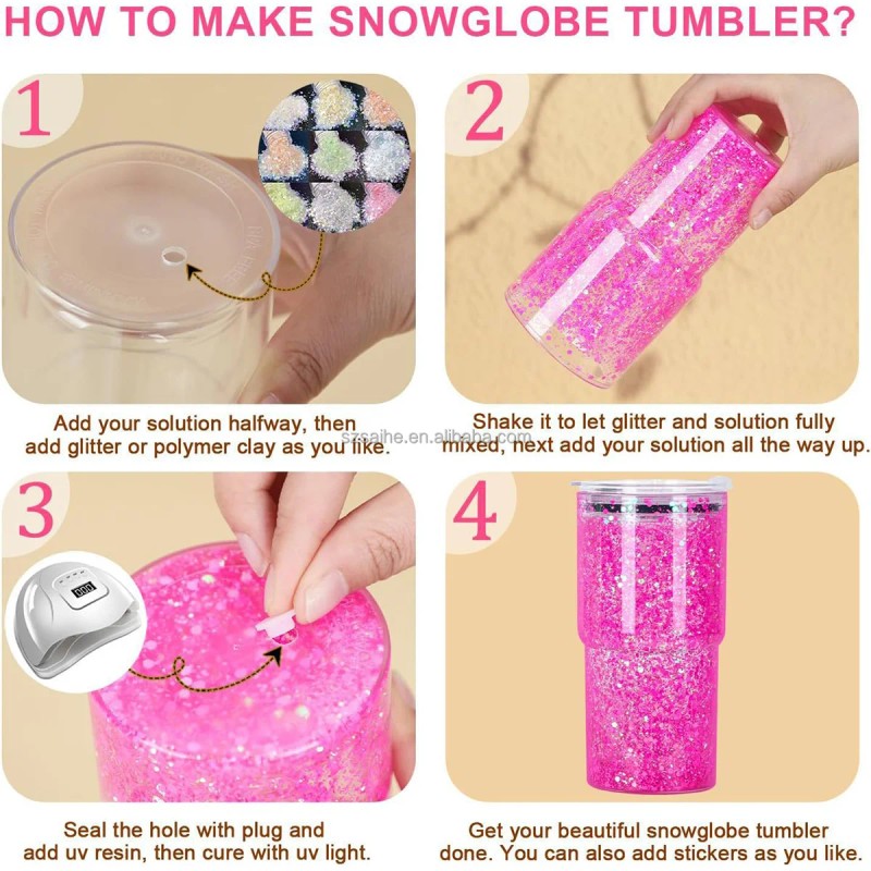New Arrival 18oz Double Wall Snow Globe Plastic Pre-Drilled Double