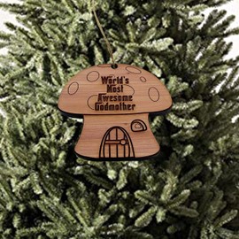 Cedar Ornament - Mushroom House Worlds Most Awesome Godmother