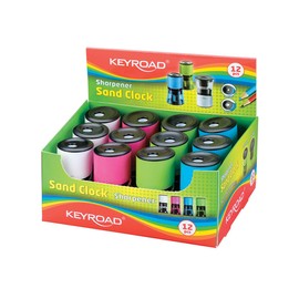 KEYROAD Ergonomic Double Sharpener Sand Clock, 12 Pieces, Steel Blades, Pencils and Colouring Pencils, for Nursery Preschool and School, Sharpener Sharpener