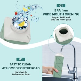 Popdigito 24oz Collapsible Water Bottles,Food grade BPA Free Reusable Silicone Foldable Water Bottle Lightweight LeakProof for Travel Hiking Camping Sports,Collapses Folding Water Bottle,Green