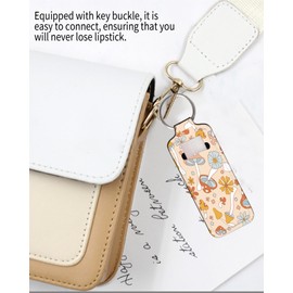 KLLRO RUO Chapstick Holder Keychain Fashion Lipstick Sleeve Lip Balm Portable Pocket Lip Gloss Tube Holder, Floral Mushroom